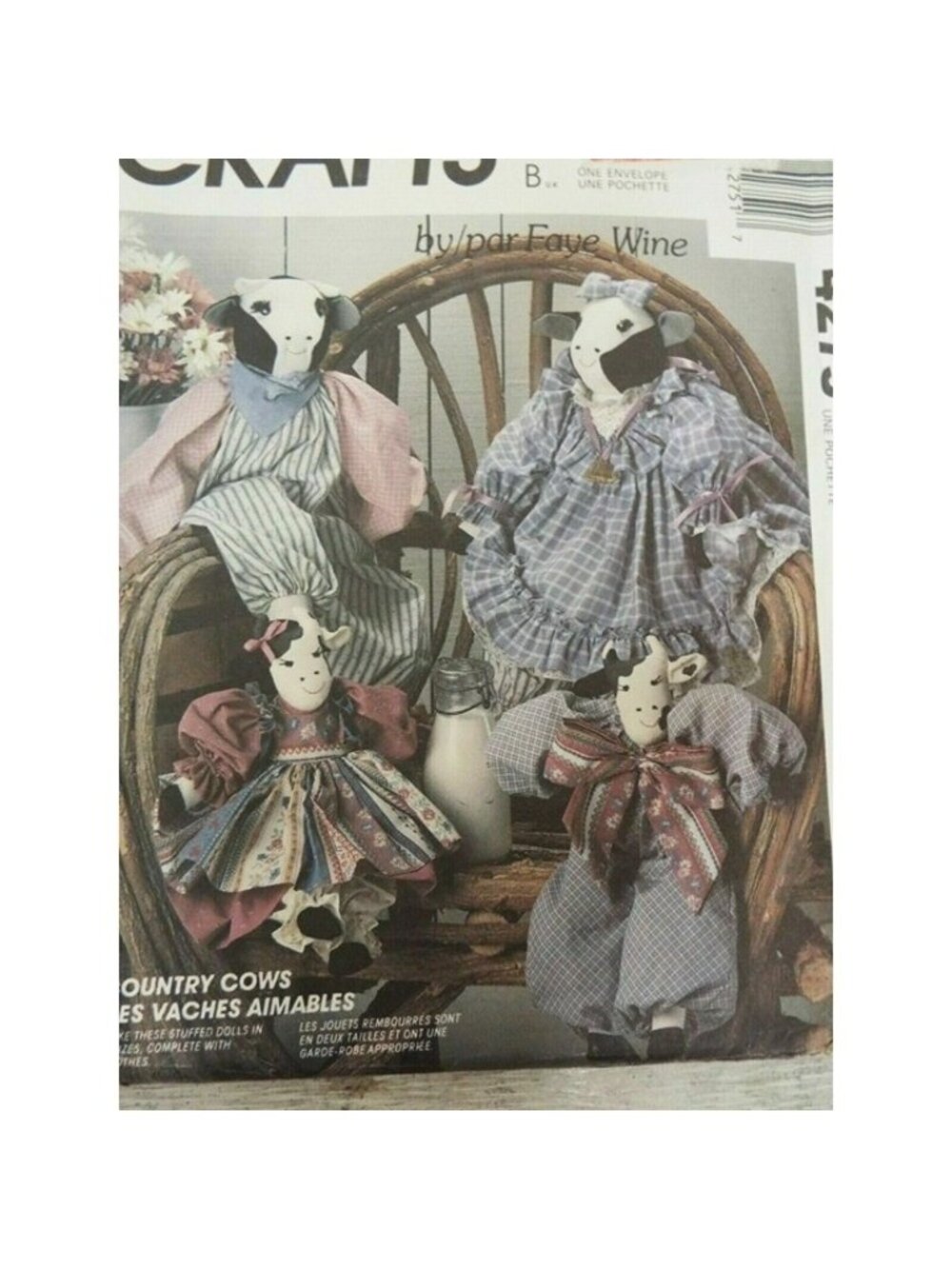 VTG Sewing Pattern McCalls 4275 Country Cow Doll SM-LG Bull Uncut Faye Wine New